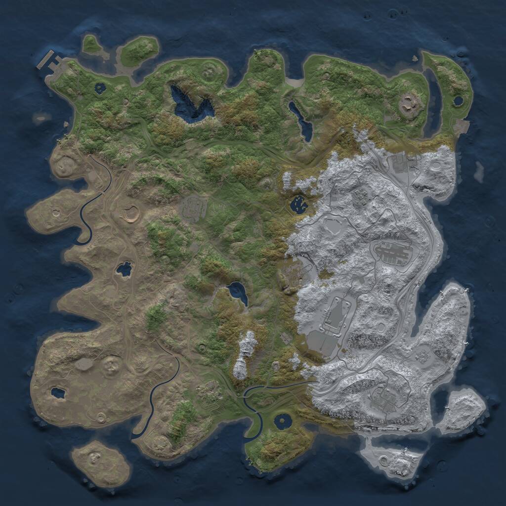 Rust Map: Procedural Map, Size: 4500, Seed: 484851382, 16 Monuments