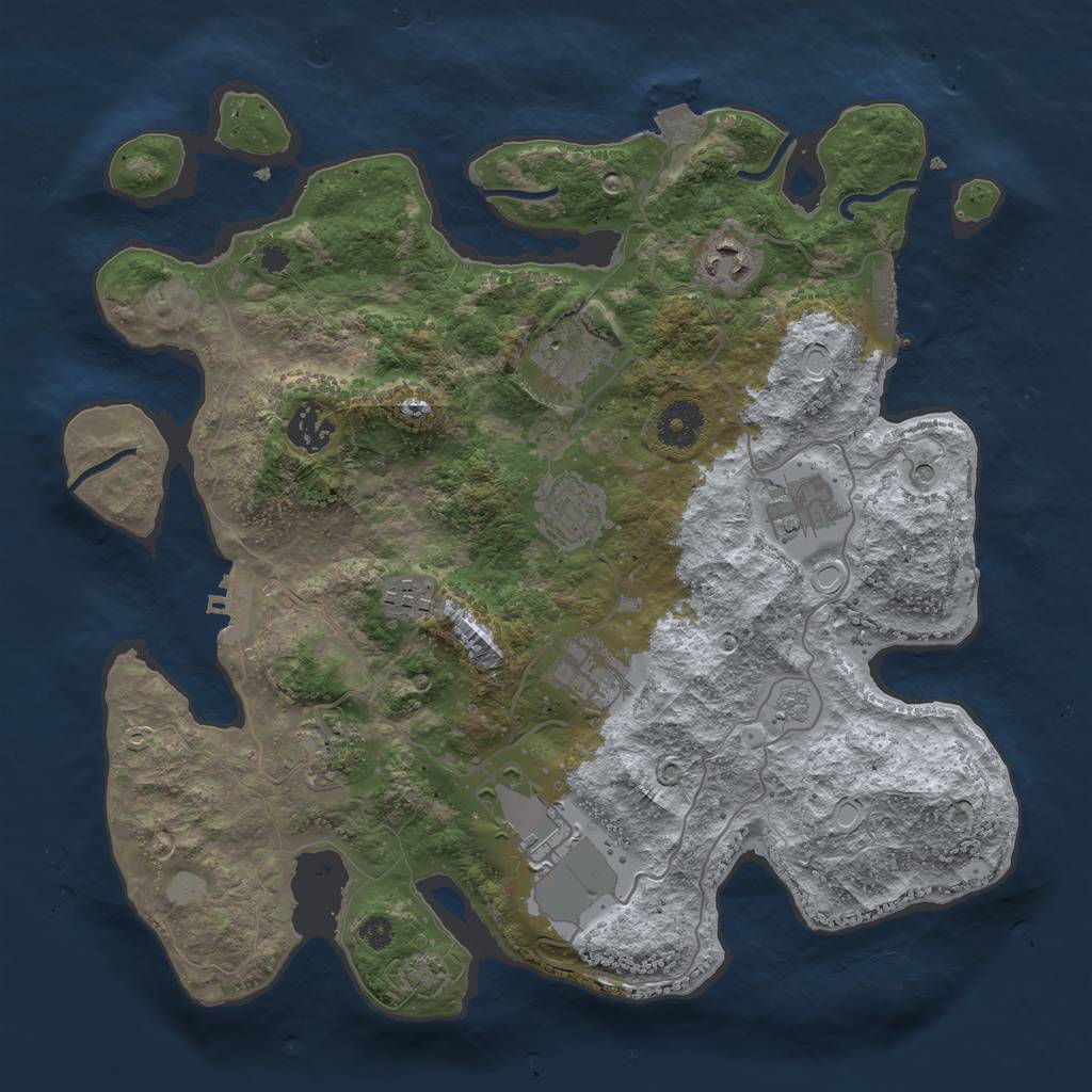 Rust Map: Procedural Map, Size: 3500, Seed: 4244780, 17 Monuments
