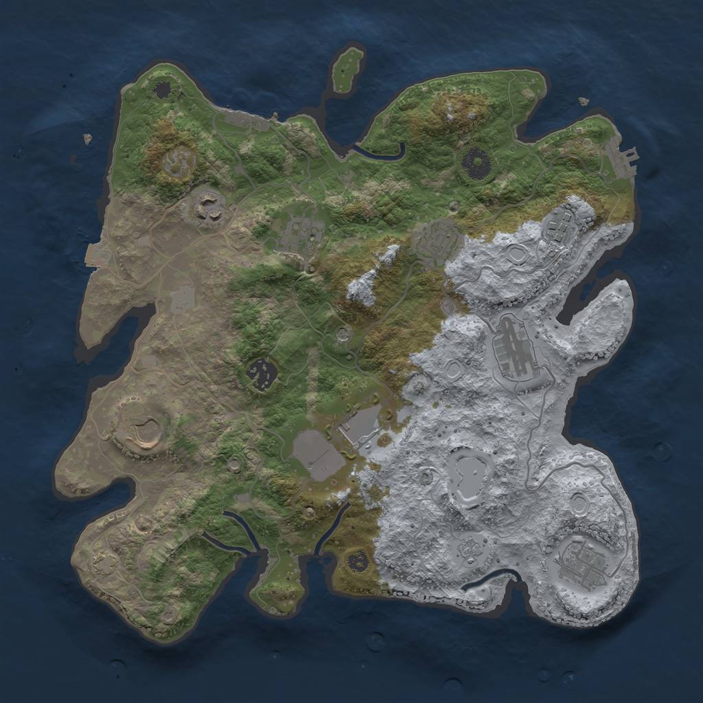 Rust Map: Procedural Map, Size: 3500, Seed: 1800751445, 17 Monuments