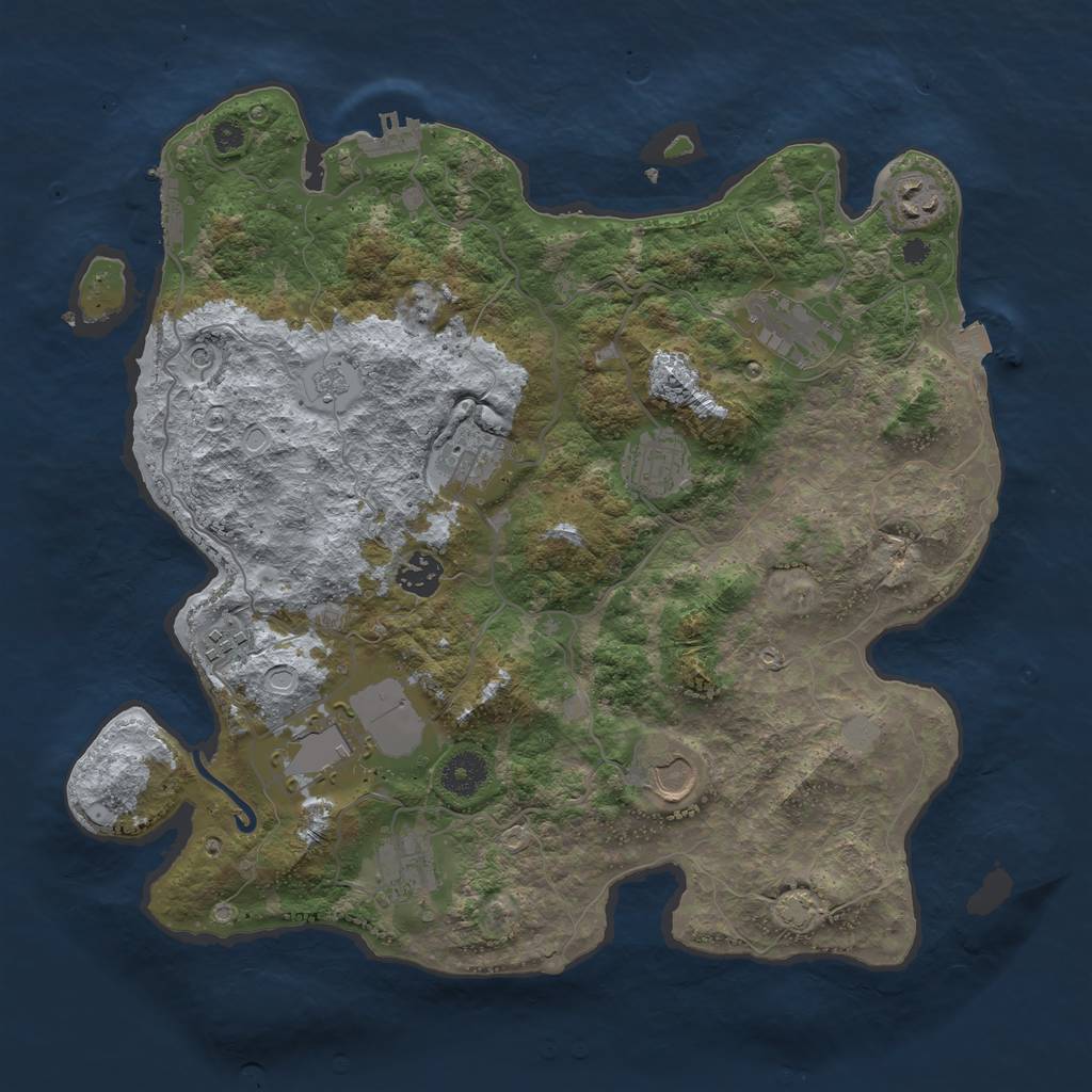 Rust Map: Procedural Map, Size: 3700, Seed: 2014088699, 17 Monuments