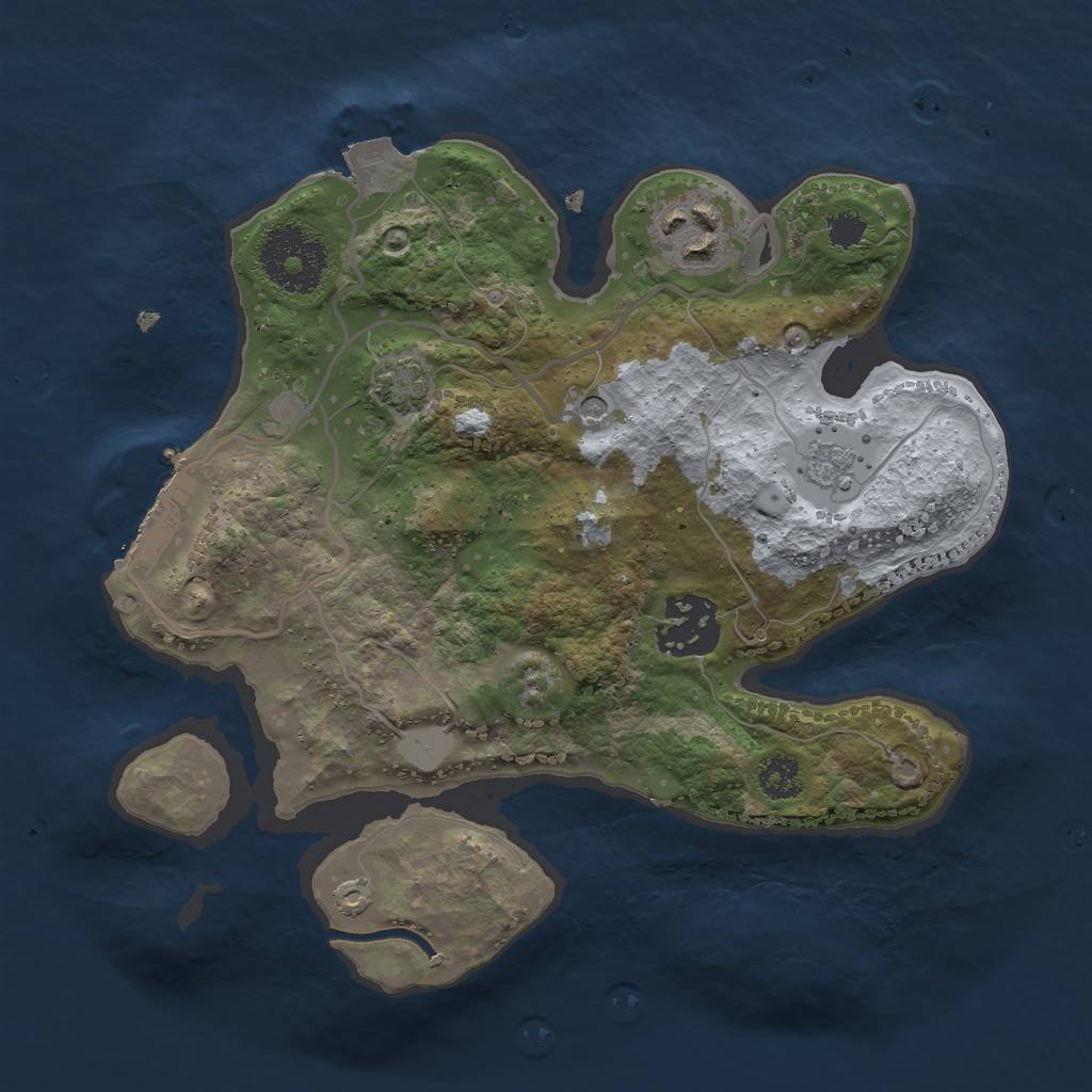 Rust Map: Procedural Map, Size: 2500, Seed: 1196545900, 9 Monuments