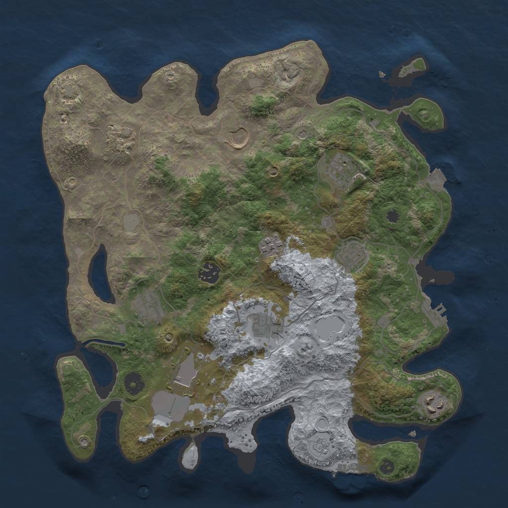 Rust Map: Procedural Map, Size: 3600, Seed: 30792239, 18 Monuments