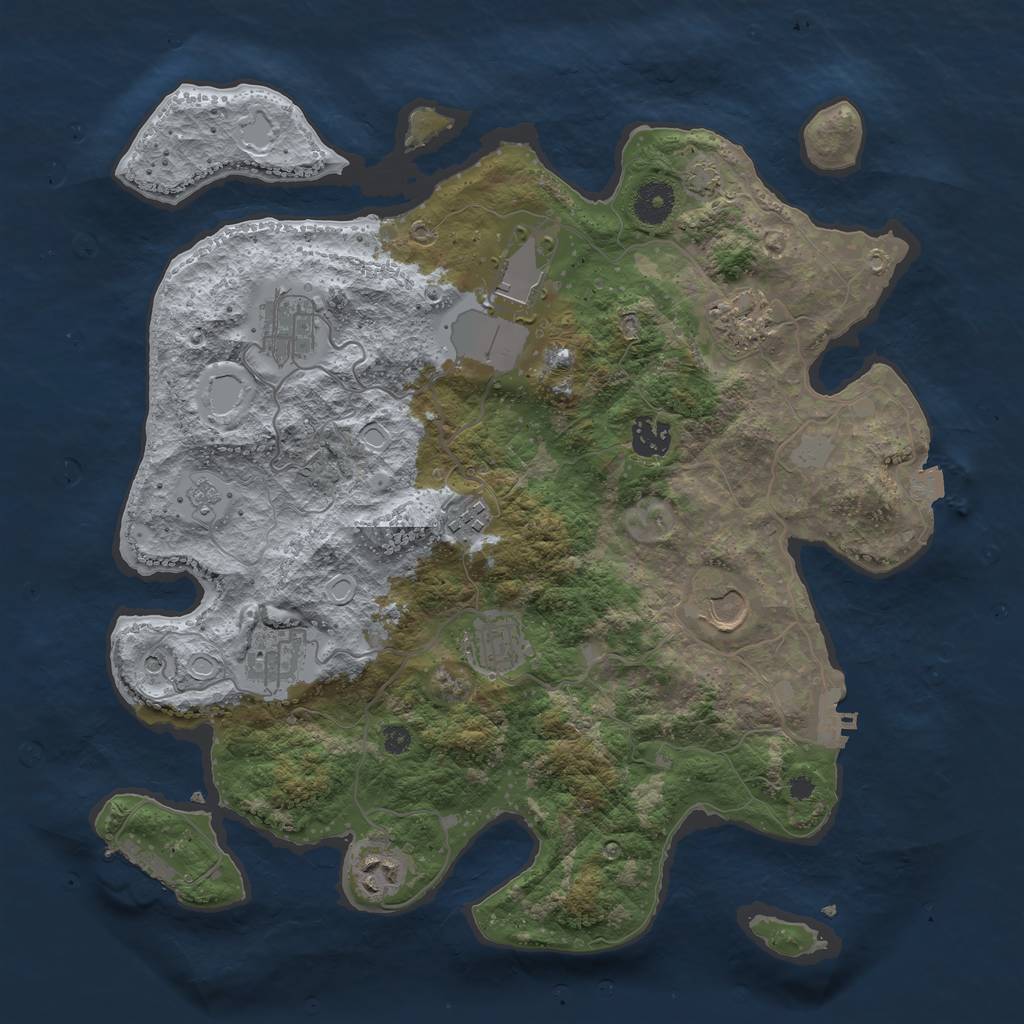 Rust Map: Procedural Map, Size: 3700, Seed: 325995719, 17 Monuments