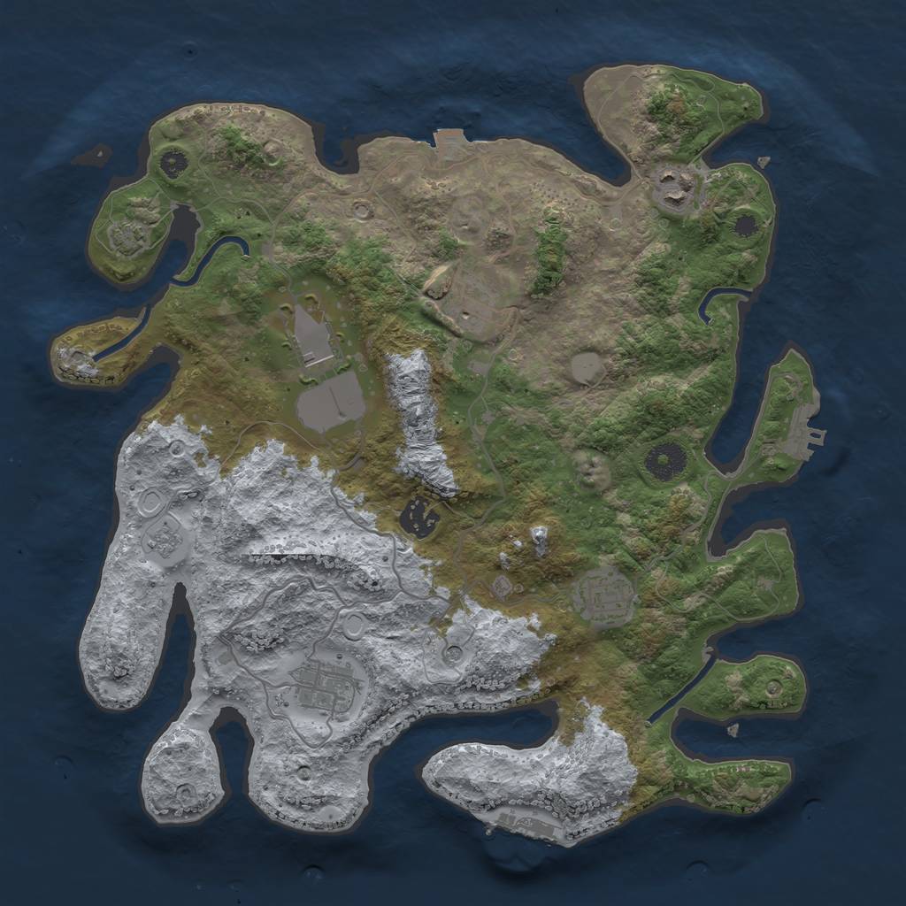 Rust Map: Procedural Map, Size: 3500, Seed: 7093189, 14 Monuments