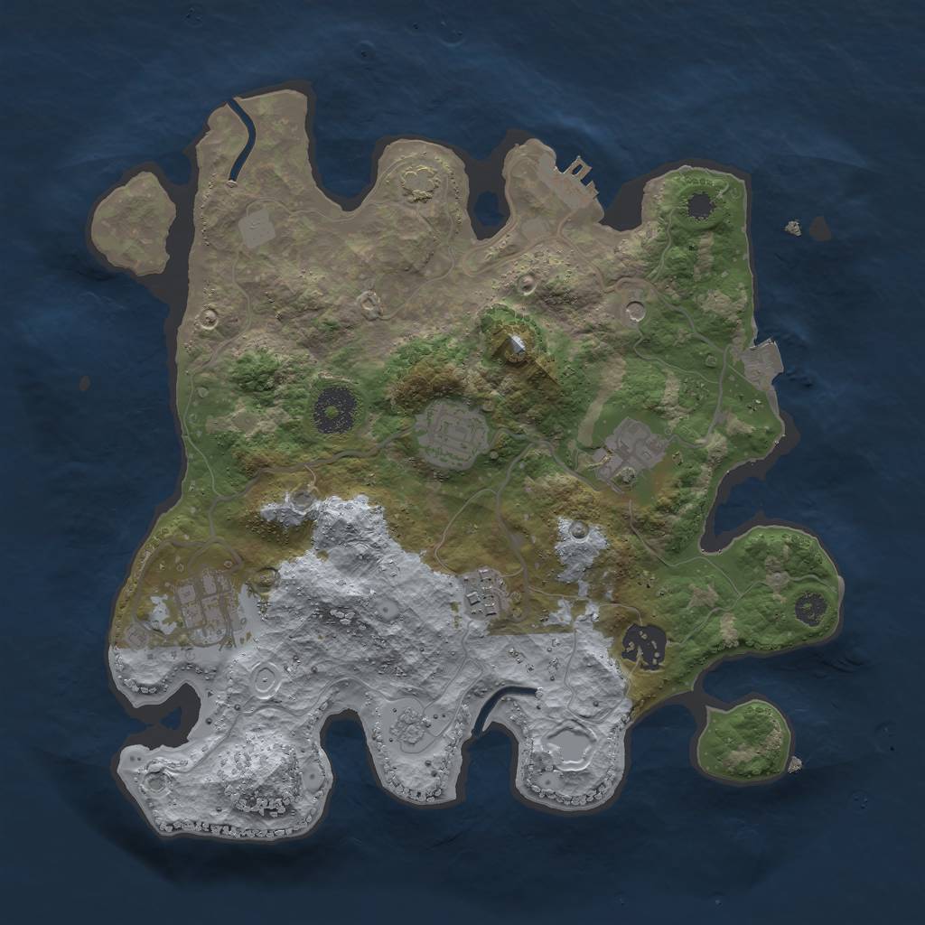 Rust Map: Procedural Map, Size: 3000, Seed: 3406517, 12 Monuments