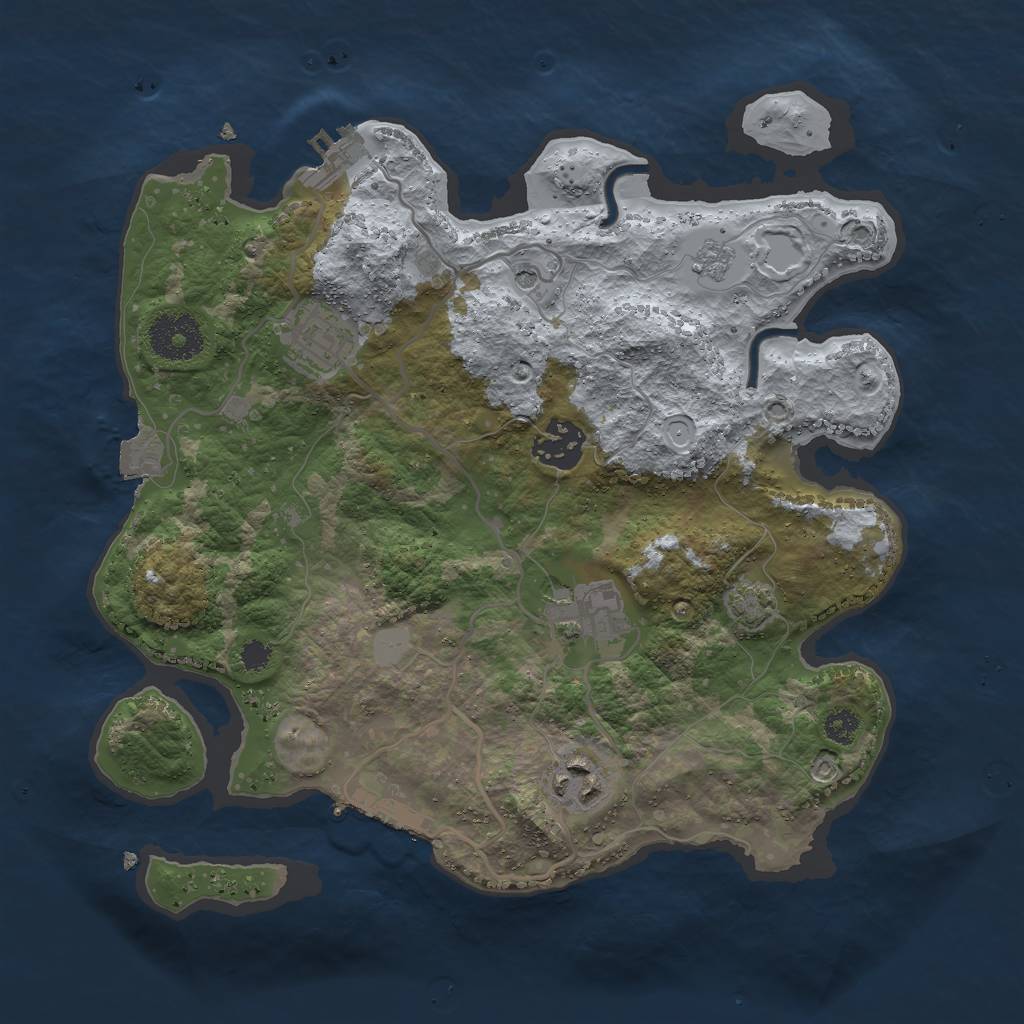 Rust Map: Procedural Map, Size: 3000, Seed: 1190063549, 12 Monuments