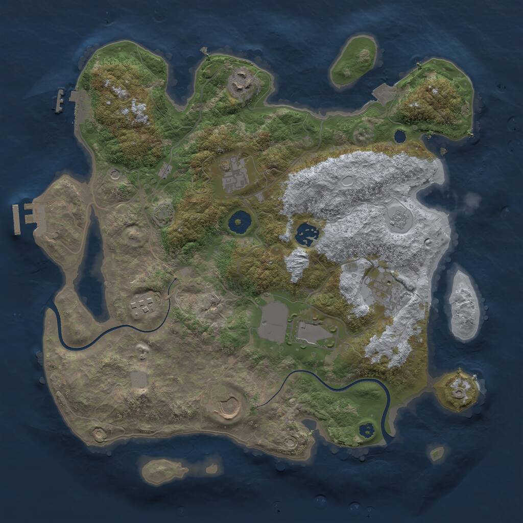 Rust Map: Procedural Map, Size: 3500, Seed: 26841504, 13 Monuments