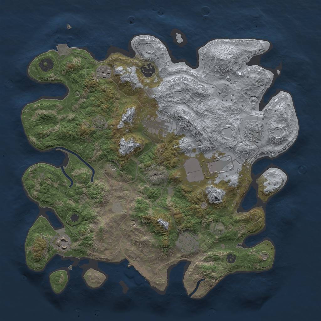 Rust Map: Procedural Map, Size: 3500, Seed: 1866976676, 14 Monuments