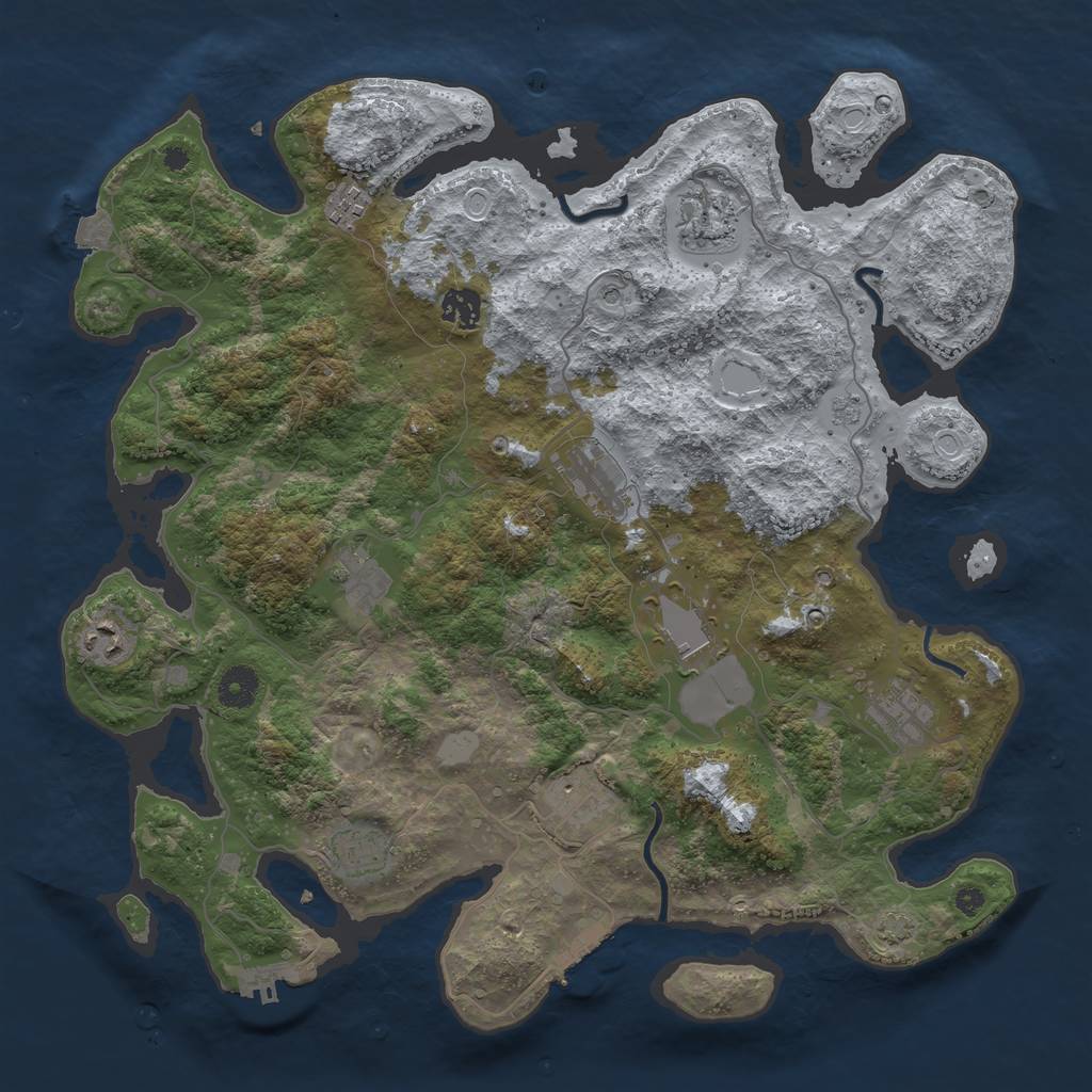 Rust Map: Procedural Map, Size: 3950, Seed: 88979681, 18 Monuments