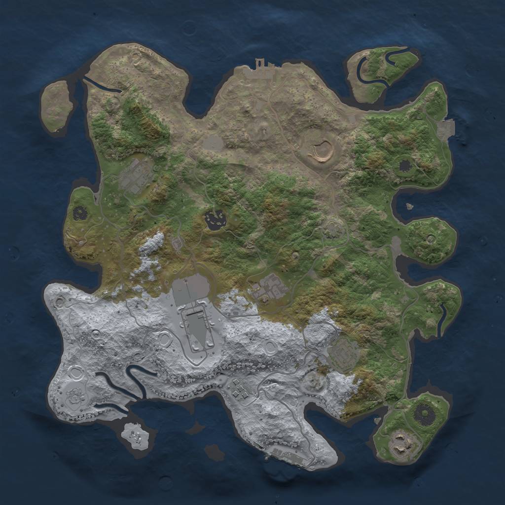 Rust Map: Procedural Map, Size: 3500, Seed: 499701775, 15 Monuments