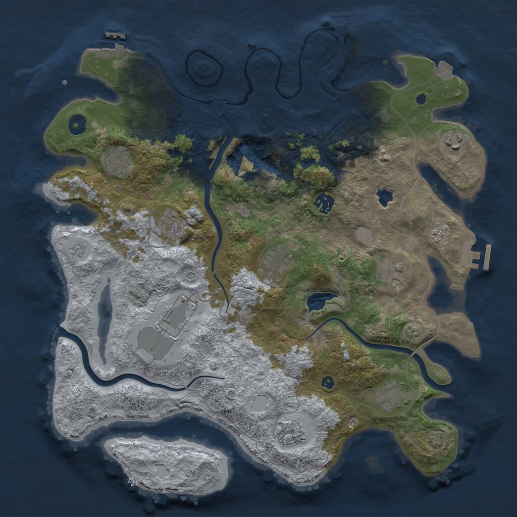 Rust Map: Procedural Map, Size: 4000, Seed: 65514614, 16 Monuments