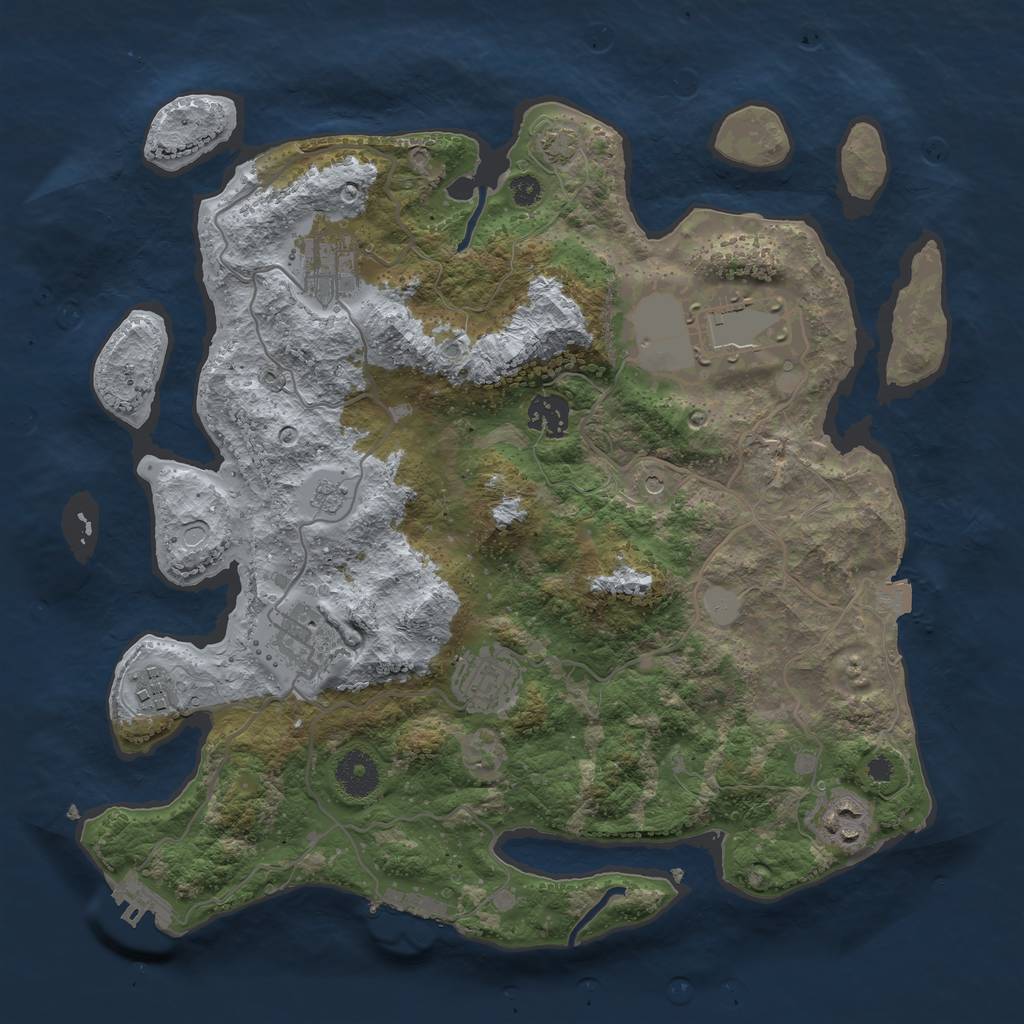 Rust Map: Procedural Map, Size: 3500, Seed: 5903666, 15 Monuments