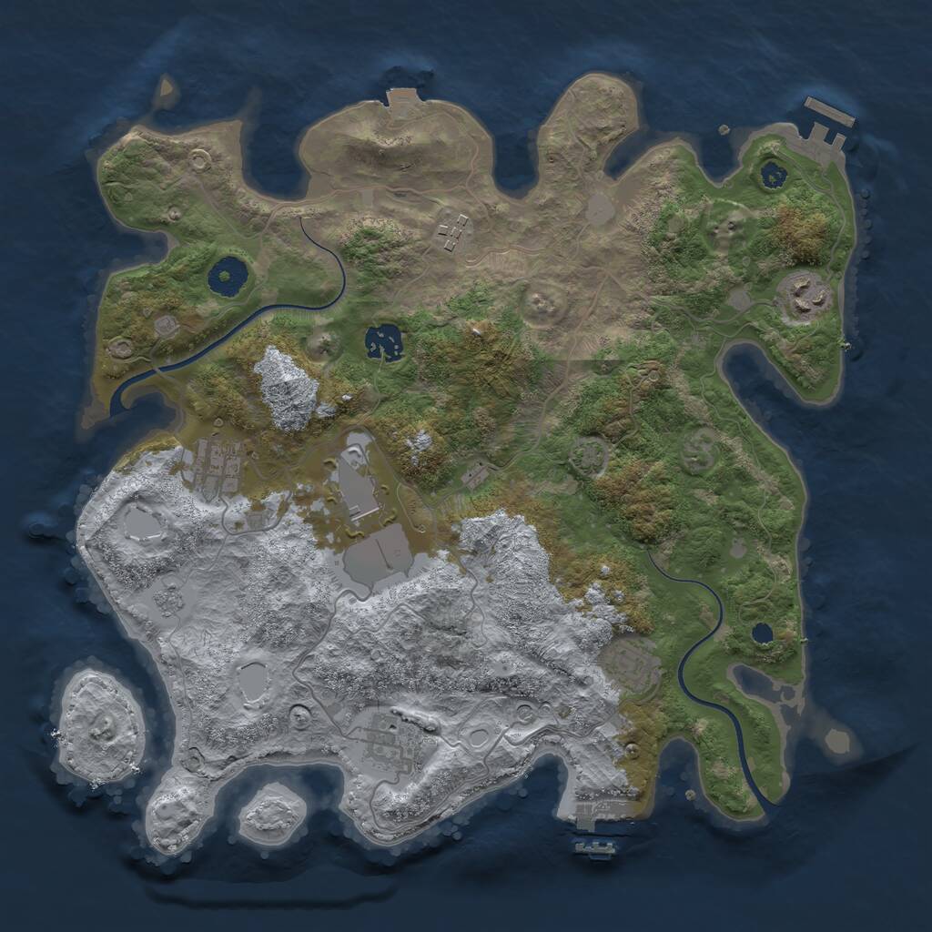 Rust Map: Procedural Map, Size: 3600, Seed: 19395191, 13 Monuments