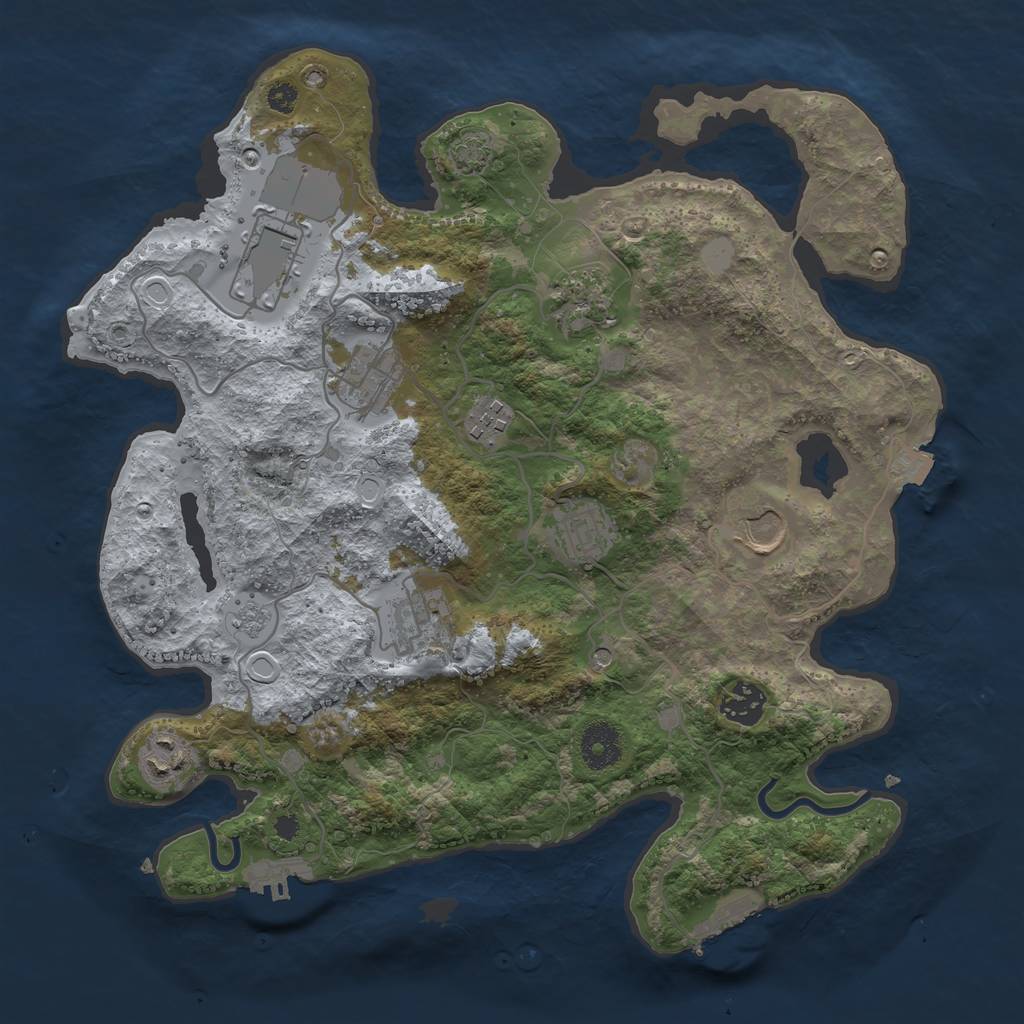 Rust Map: Procedural Map, Size: 3500, Seed: 375789967, 17 Monuments