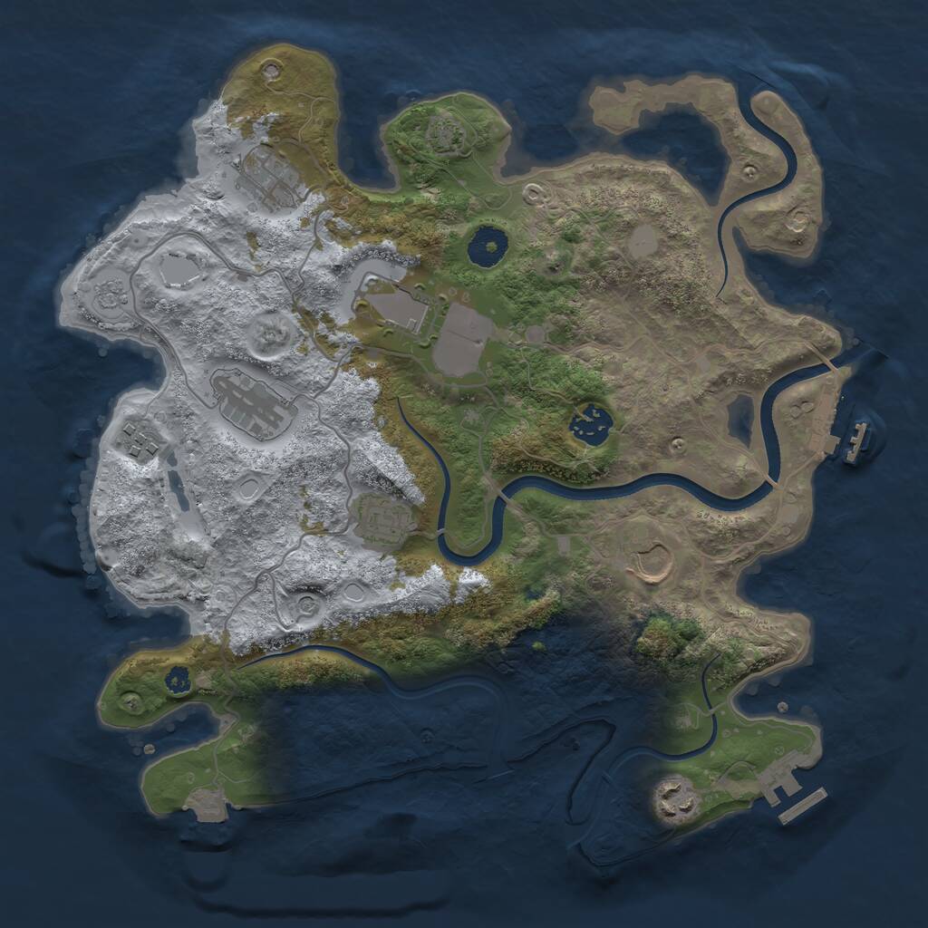 Rust Map: Procedural Map, Size: 3500, Seed: 375789967, 14 Monuments