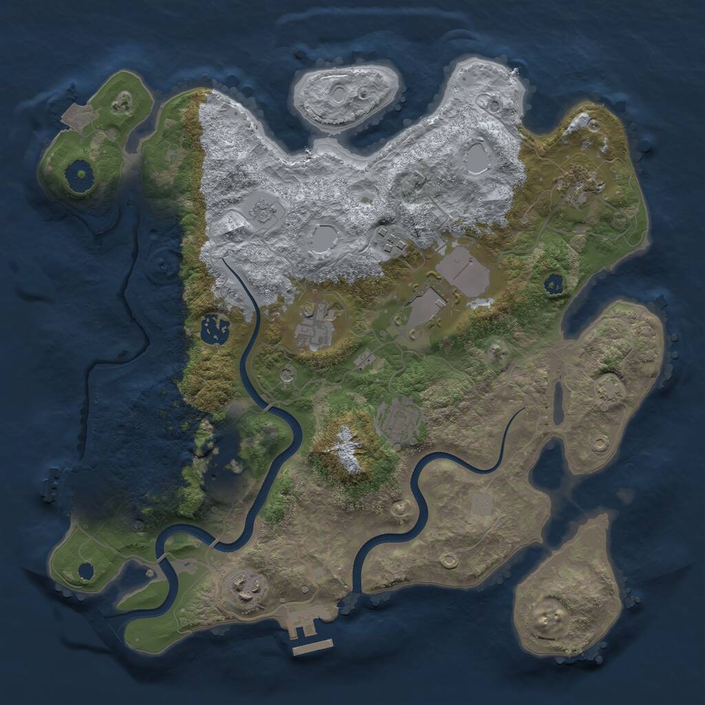 Rust Map: Procedural Map, Size: 3500, Seed: 2074584356, 14 Monuments