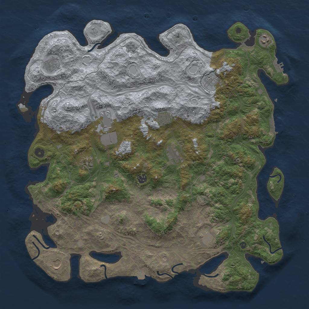Rust Map: Procedural Map, Size: 4800, Seed: 144381, 19 Monuments