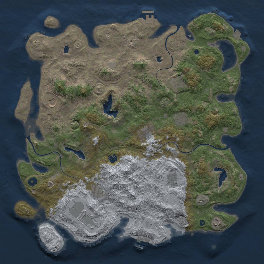 Rust Map: Procedural Map, Size: 4500, Seed: 138255542, 16 Monuments