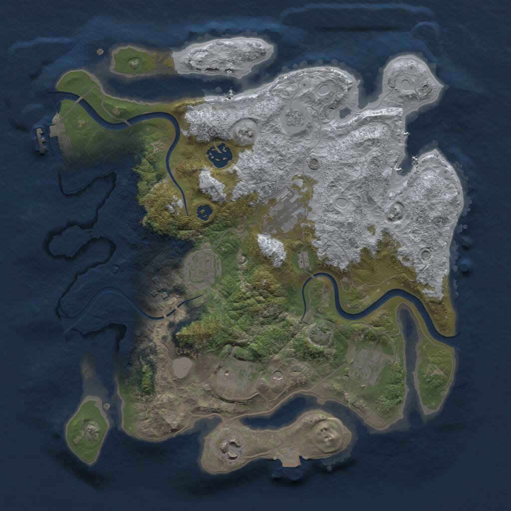 Rust Map: Procedural Map, Size: 3250, Seed: 270894422, 12 Monuments