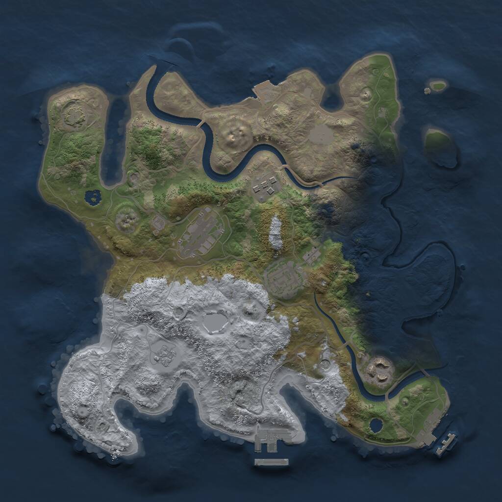 Rust Map: Procedural Map, Size: 3000, Seed: 57965, 10 Monuments