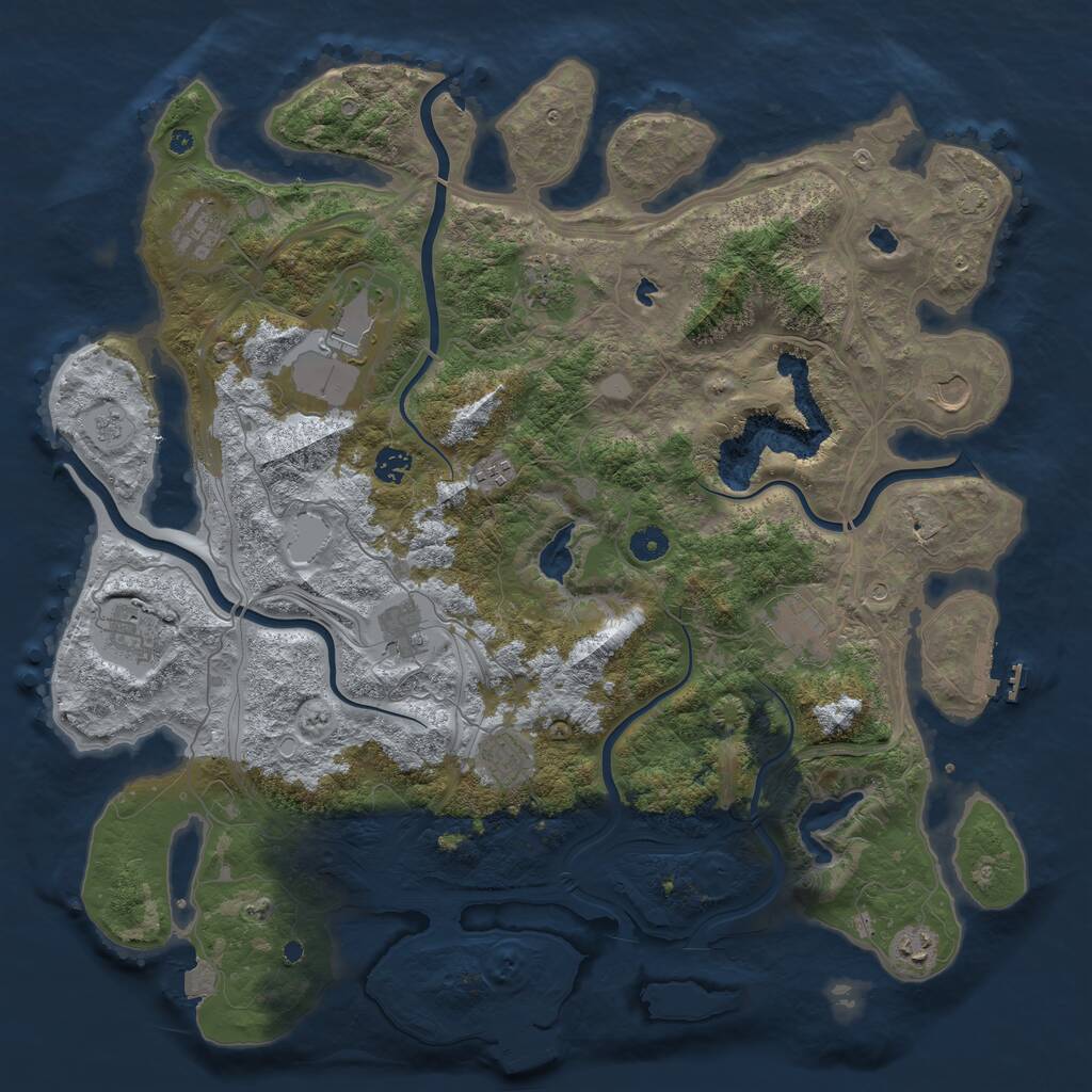 Rust Map: Procedural Map, Size: 4500, Seed: 1495292411, 17 Monuments