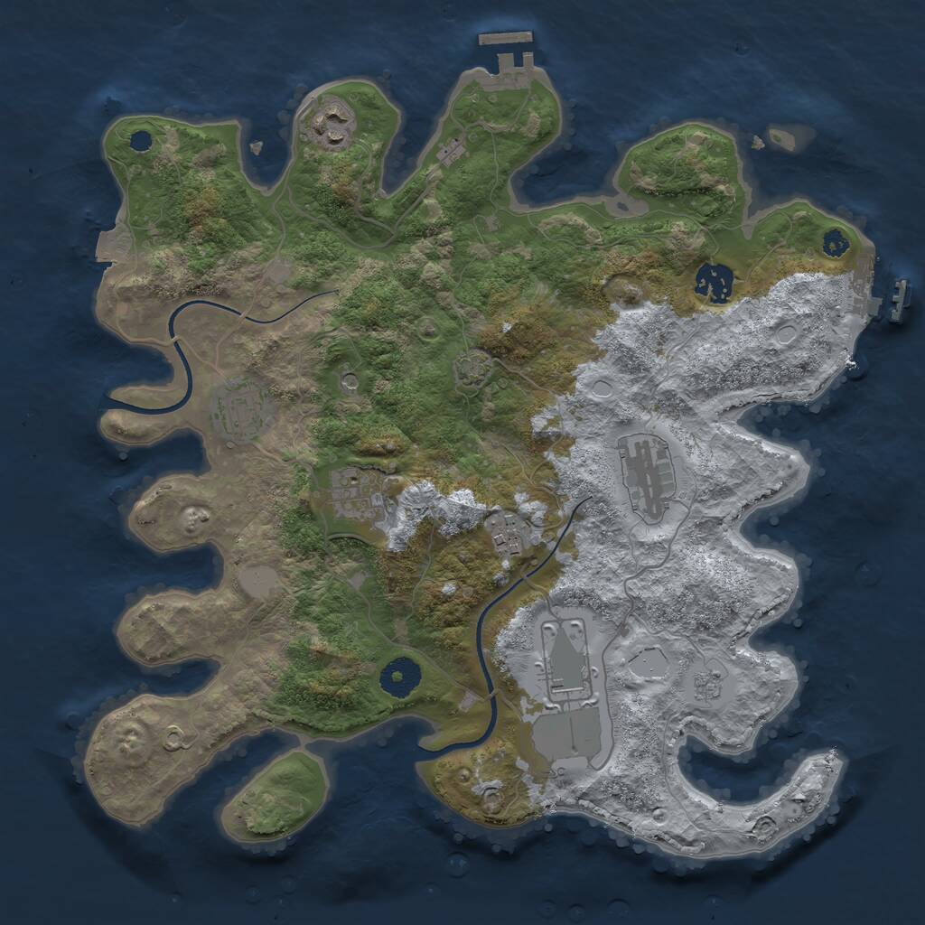 Rust Map: Procedural Map, Size: 3500, Seed: 609159768, 13 Monuments
