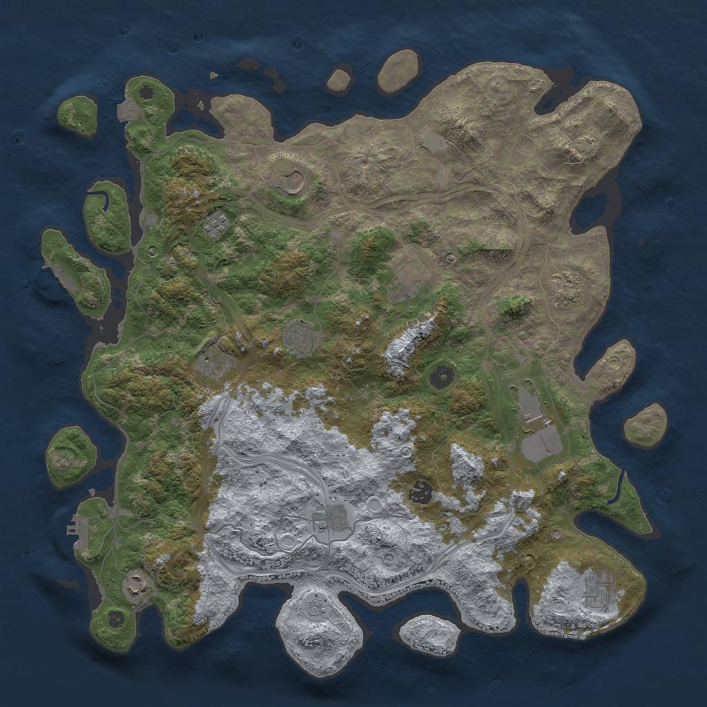 Rust Map: Procedural Map, Size: 4500, Seed: 1068220778, 19 Monuments