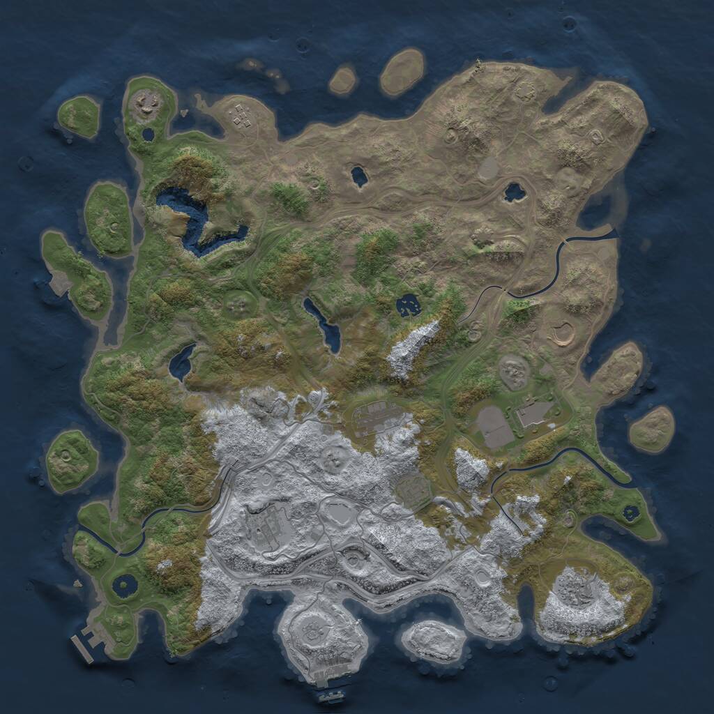 Rust Map: Procedural Map, Size: 4500, Seed: 1068220778, 15 Monuments