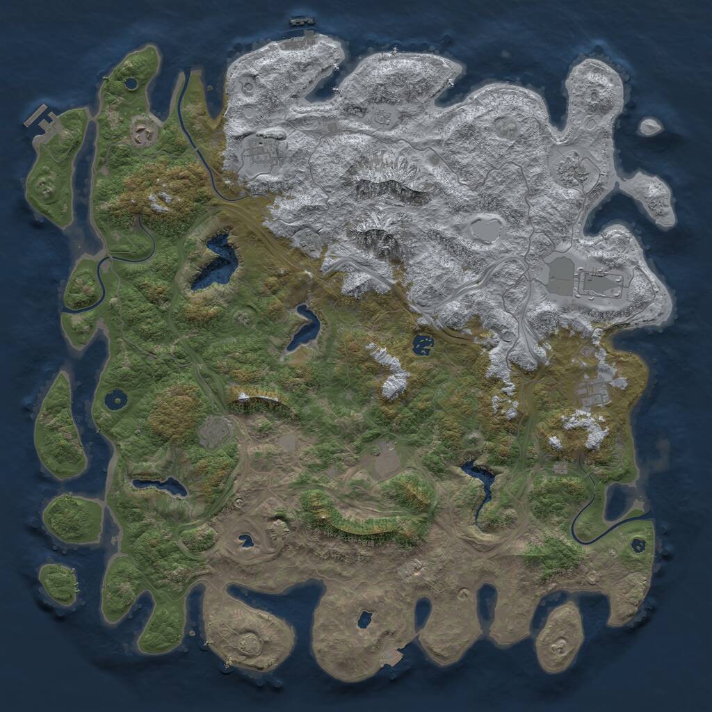 Rust Map: Procedural Map, Size: 5000, Seed: 6970, 15 Monuments