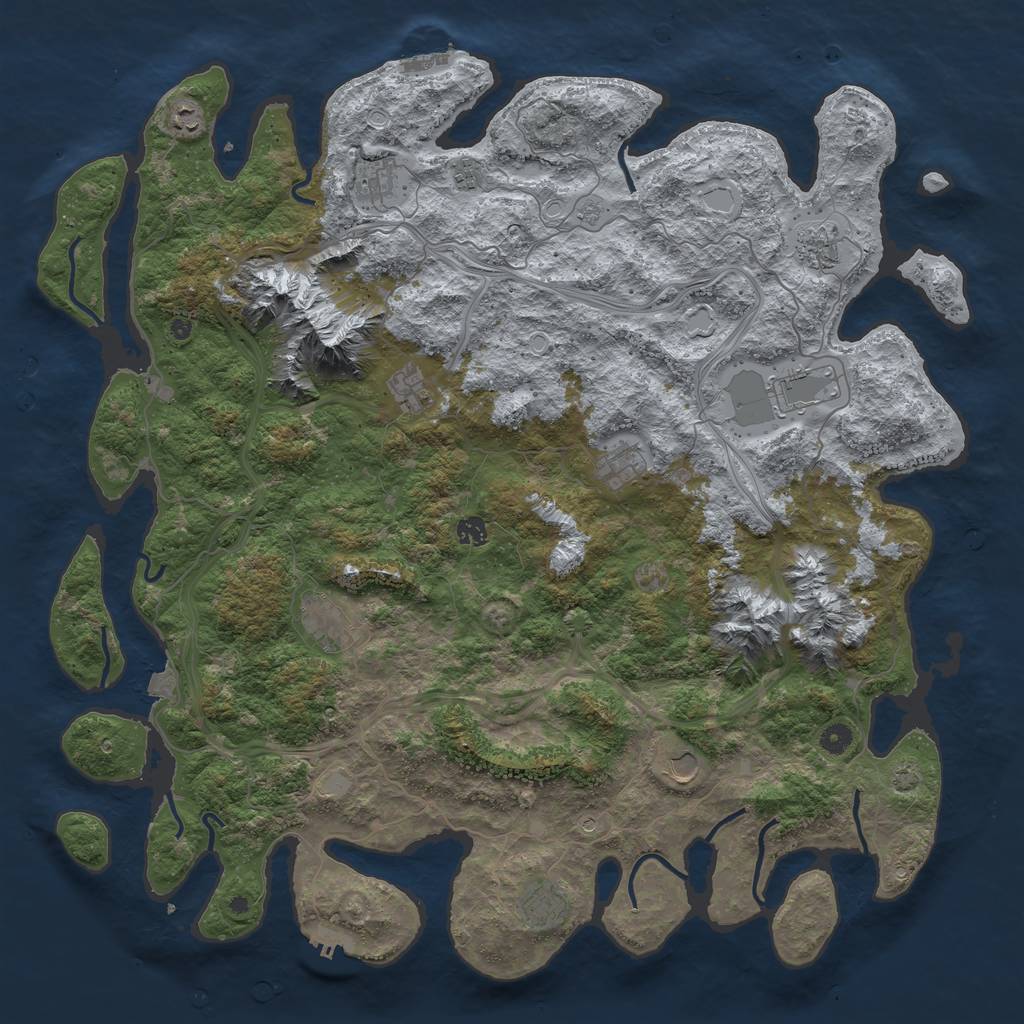 Rust Map: Procedural Map, Size: 5000, Seed: 6970, 19 Monuments