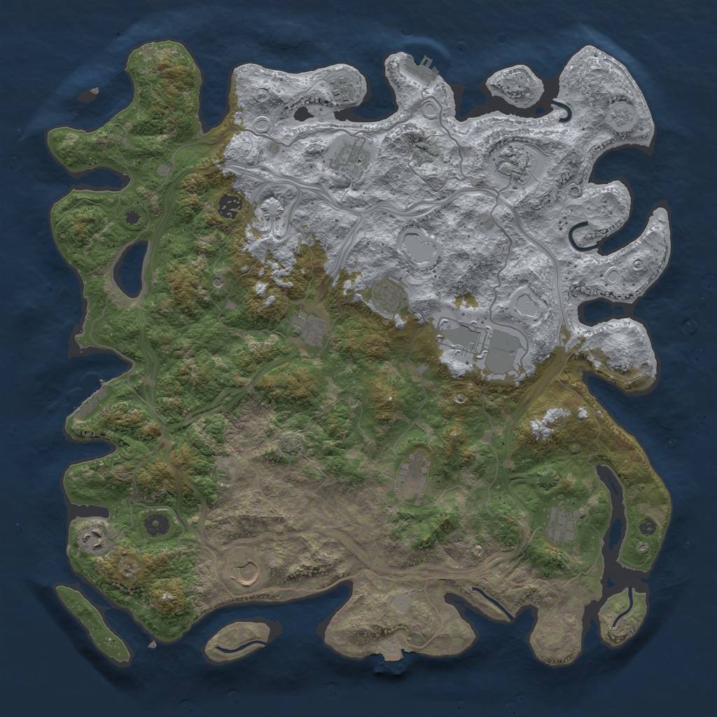 Rust Map: Procedural Map, Size: 4500, Seed: 1800325506, 19 Monuments