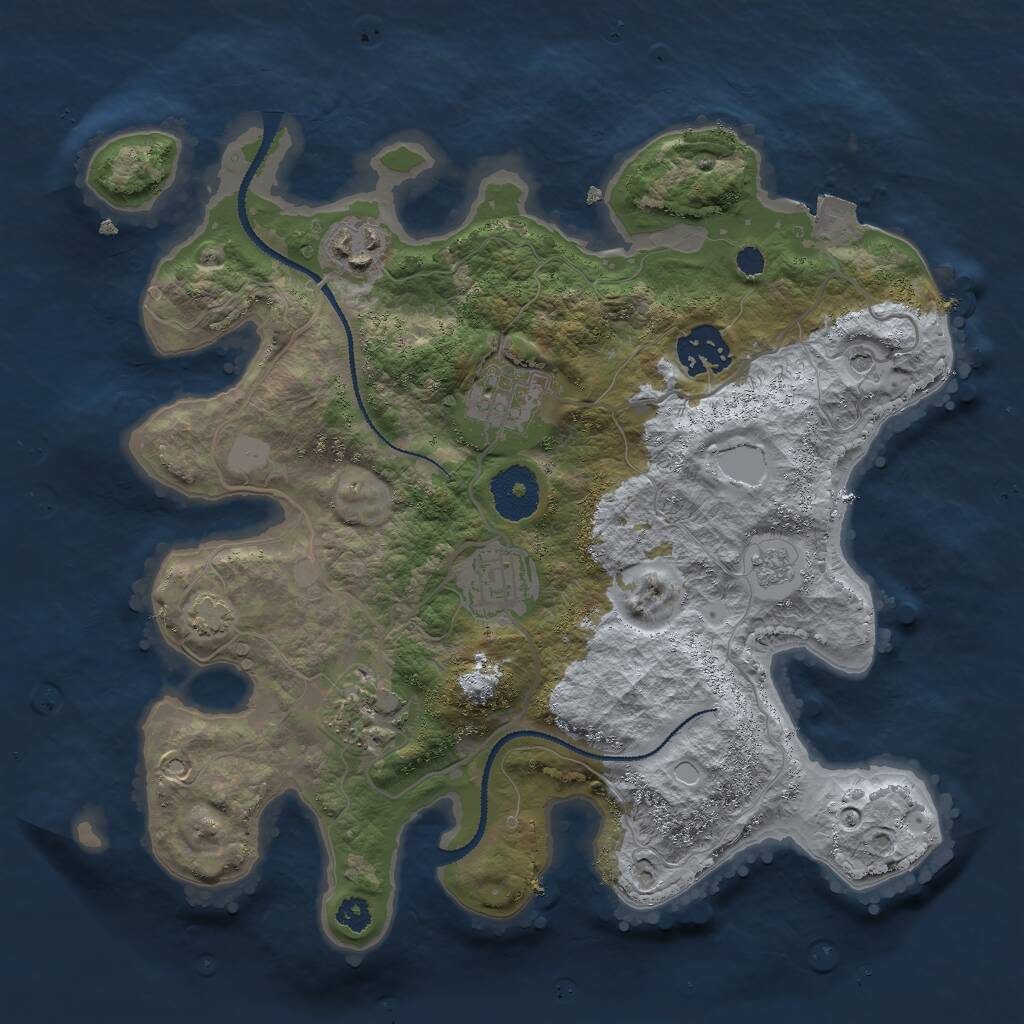 Rust Map: Procedural Map, Size: 3000, Seed: 1696394666, 9 Monuments