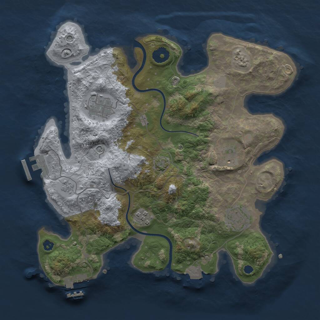 Rust Map: Procedural Map, Size: 3000, Seed: 1072798062, 10 Monuments