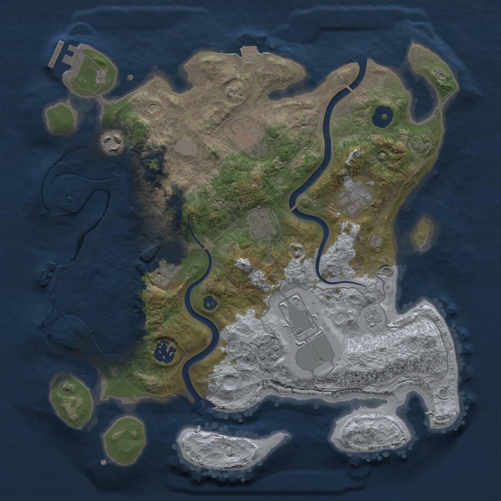 Rust Map: Procedural Map, Size: 3500, Seed: 1178659578, 14 Monuments
