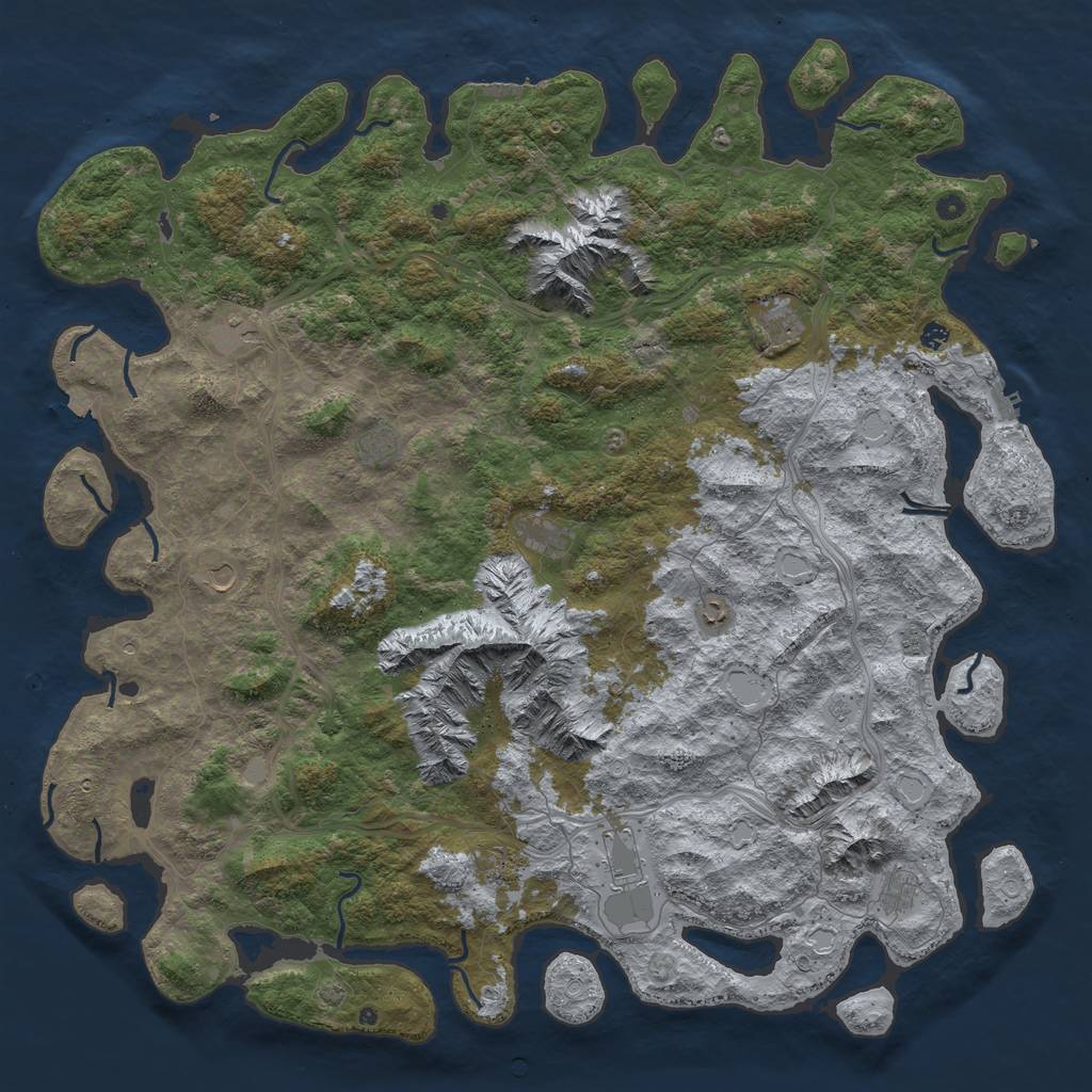 Rust Map: Procedural Map, Size: 6000, Seed: 994926583, 19 Monuments