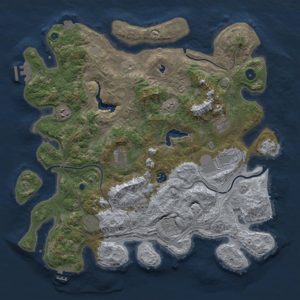 Rust Map: Procedural Map, Size: 4250, Seed: 2049123174, 14 Monuments