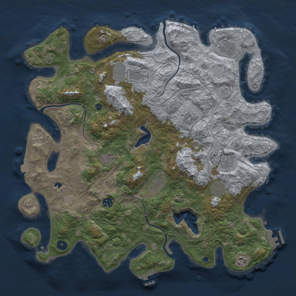 Rust Map: Procedural Map, Size: 4400, Seed: 214150962, 16 Monuments