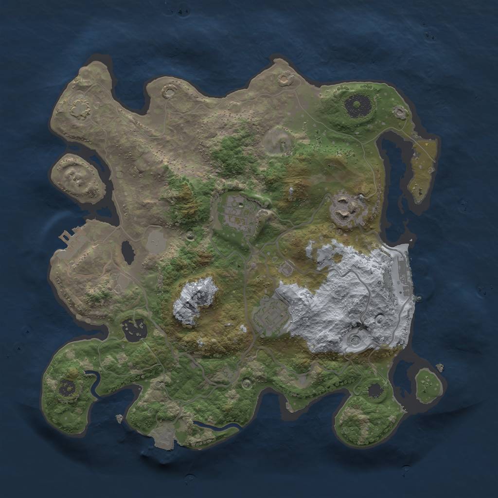 Rust Map: Procedural Map, Size: 3000, Seed: 8588764, 11 Monuments