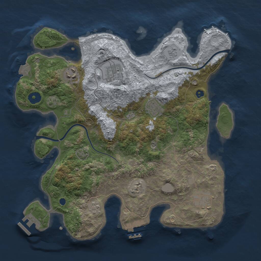 Rust Map: Procedural Map, Size: 3210, Seed: 1, 11 Monuments