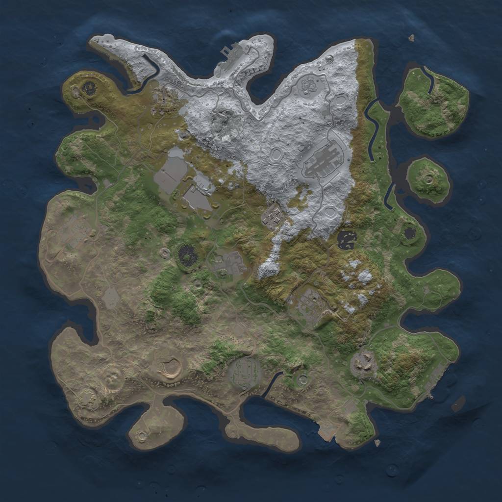 Rust Map: Procedural Map, Size: 3700, Seed: 2105145268, 19 Monuments