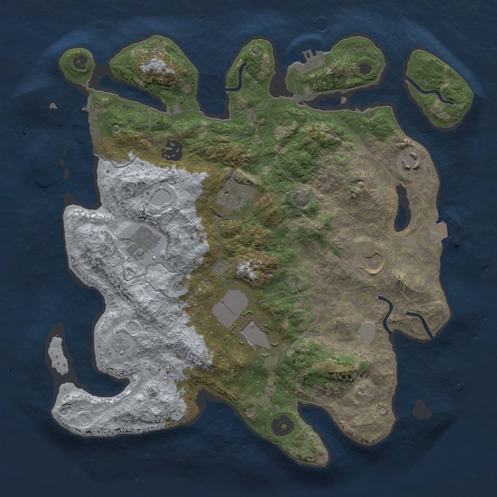 Rust Map: Procedural Map, Size: 3500, Seed: 1537536413, 14 Monuments