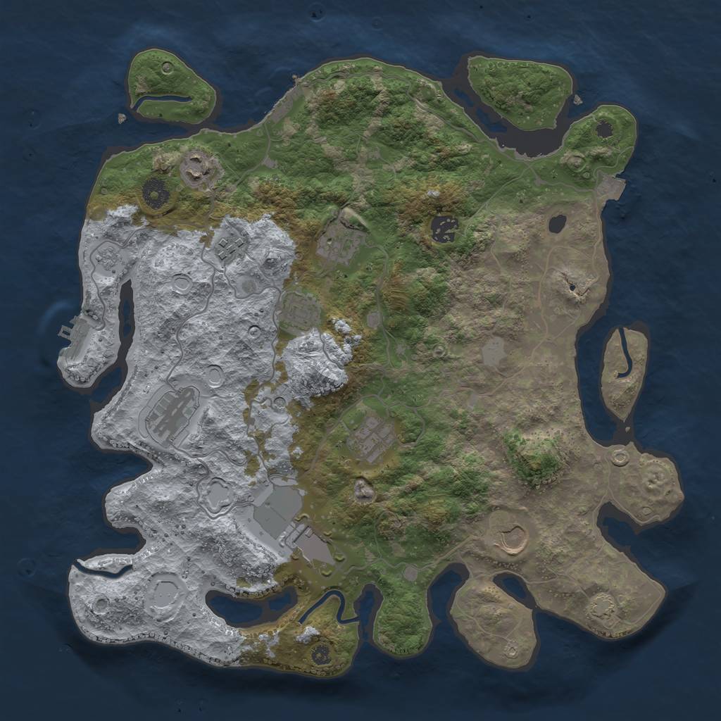 Rust Map: Procedural Map, Size: 3750, Seed: 2079020528, 17 Monuments