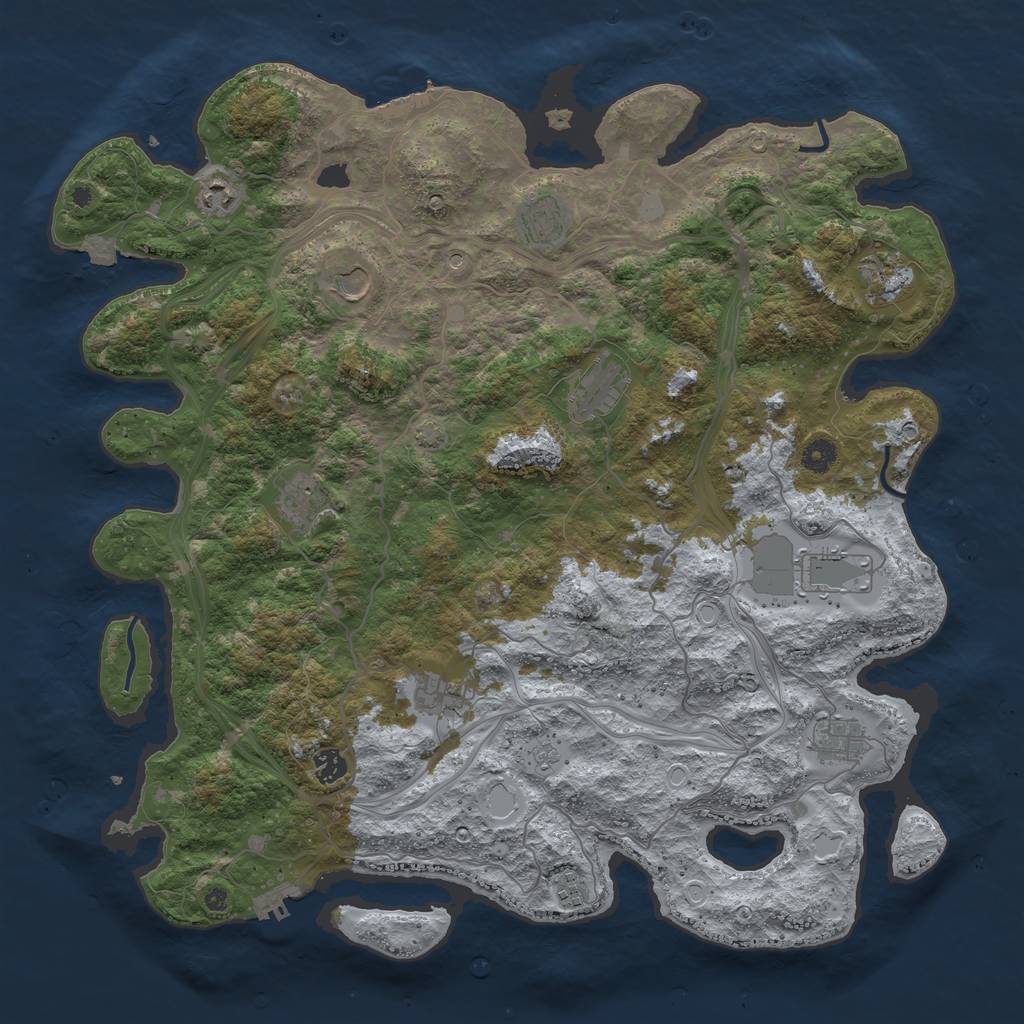 Rust Map: Procedural Map, Size: 4500, Seed: 1352122647, 19 Monuments