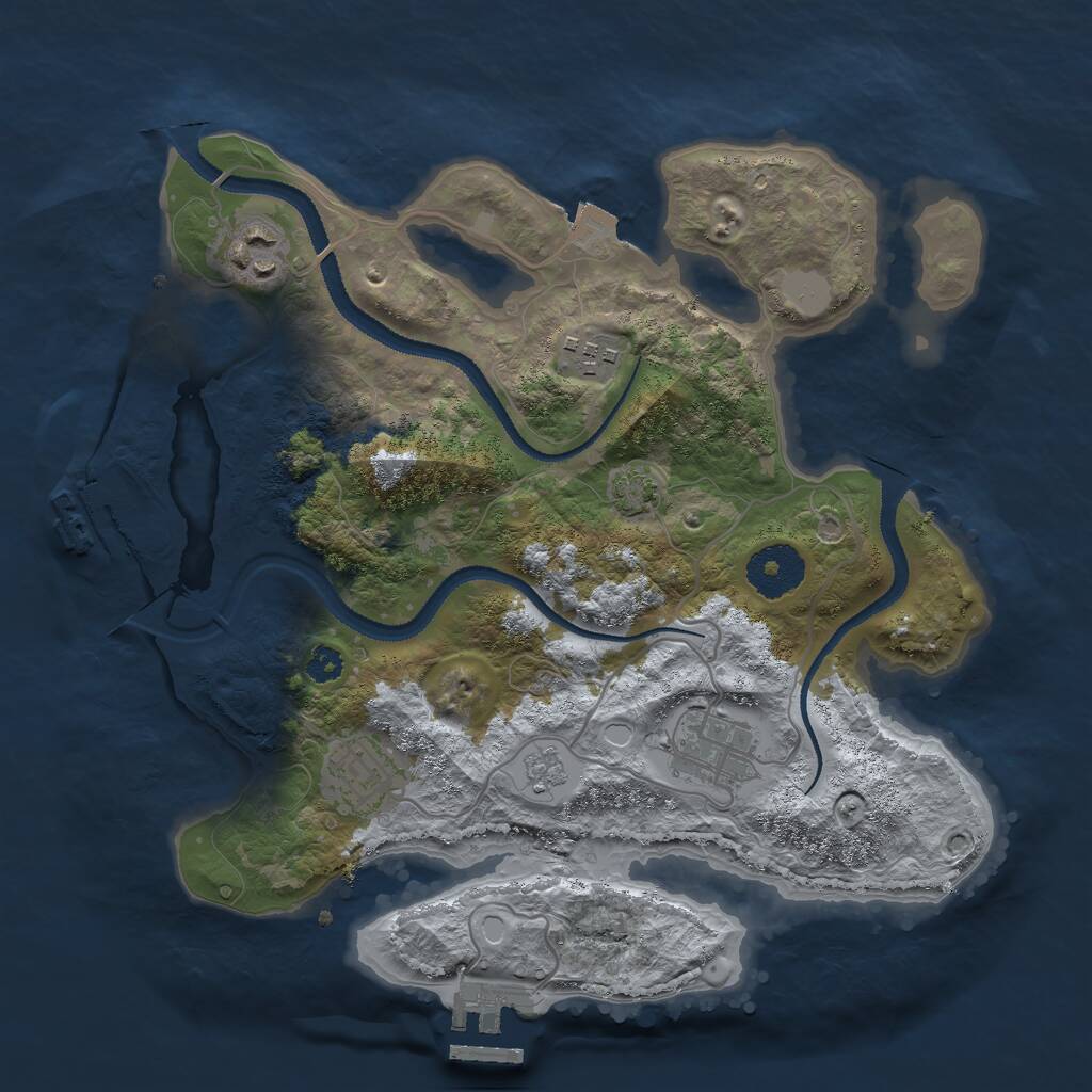Rust Map: Procedural Map, Size: 3000, Seed: 751795573, 9 Monuments