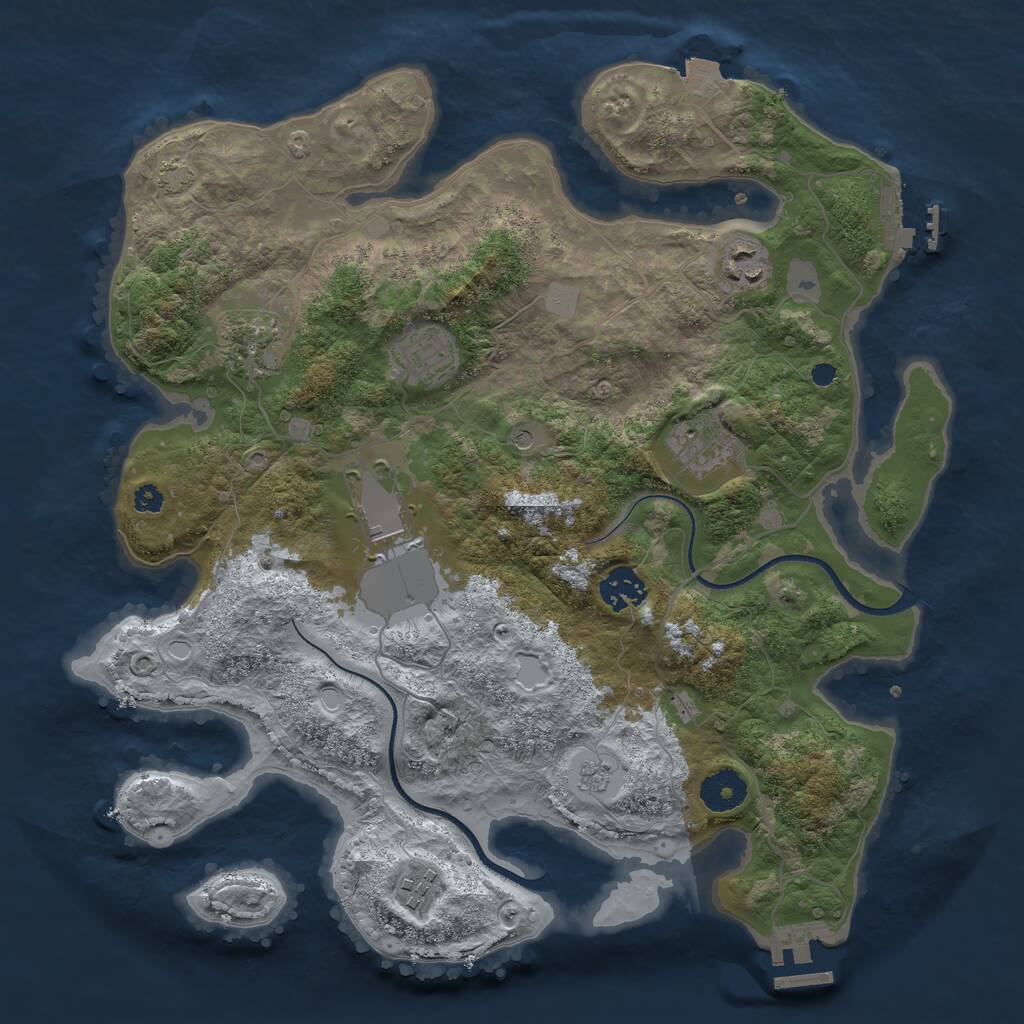 Rust Map: Procedural Map, Size: 3500, Seed: 1252208292, 13 Monuments