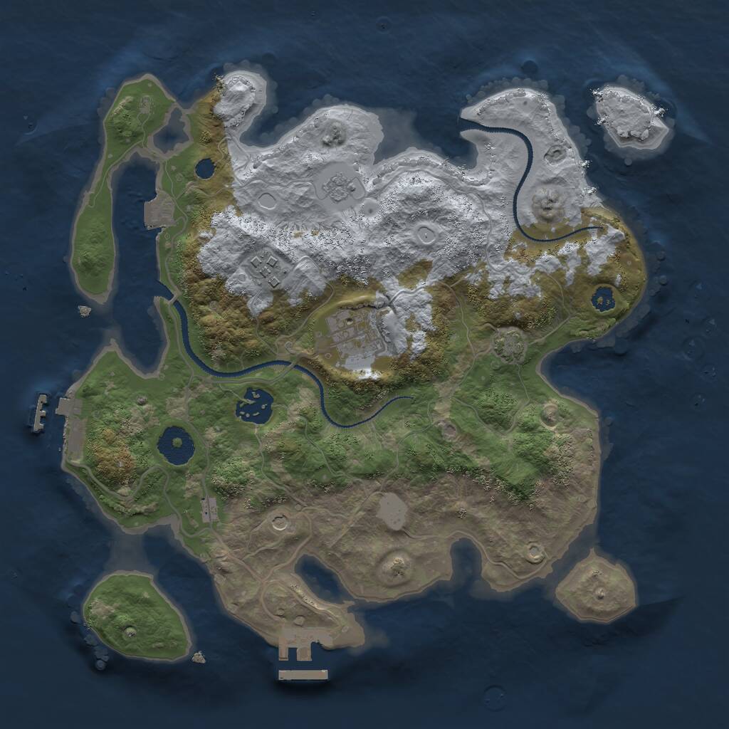 Rust Map: Procedural Map, Size: 3000, Seed: 25628, 9 Monuments