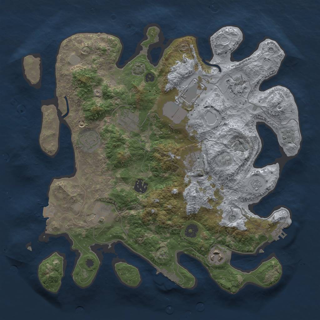 Rust Map: Procedural Map, Size: 3500, Seed: 535688, 17 Monuments
