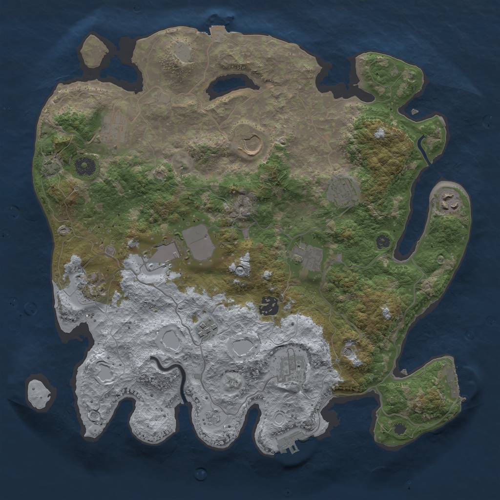 Rust Map: Procedural Map, Size: 3700, Seed: 602260673, 18 Monuments