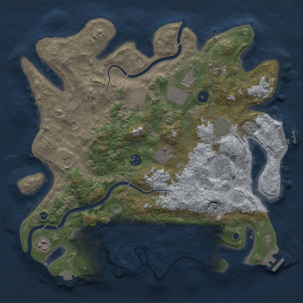 Rust Map: Procedural Map, Size: 3900, Seed: 53249393, 16 Monuments