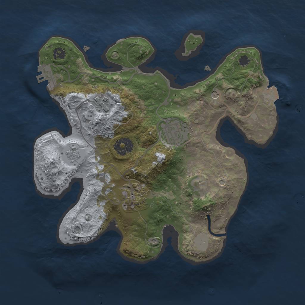 Rust Map: Procedural Map, Size: 2500, Seed: 1155397555, 9 Monuments